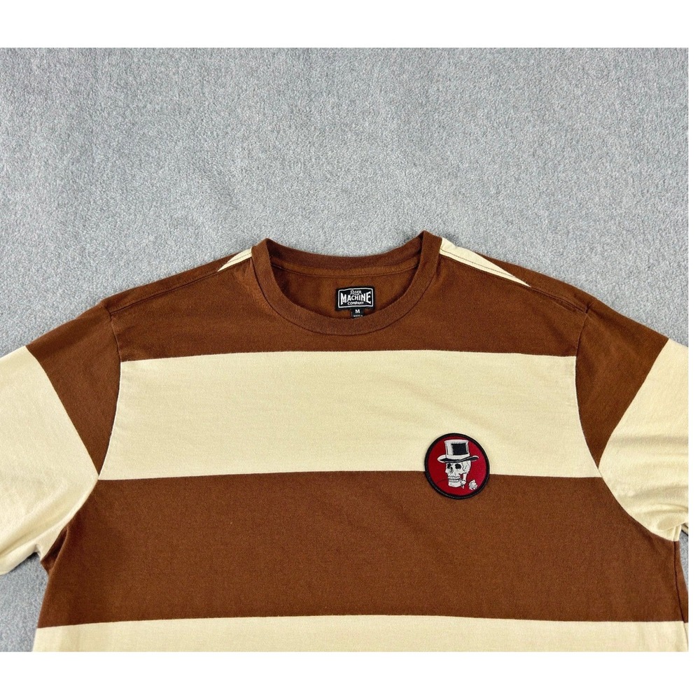 Loser Machine T-Shirt Mens M Brown‎ Tan Stripped Skull Short Sleeve